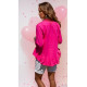 Pasaklı Giyim Kadın Fırfırlı Keten Bluz Fuşya