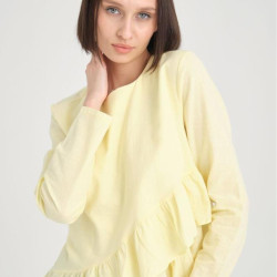 Pasaklı Giyim Kadın Fırfırlı Keten Bluz 3571319 Bej