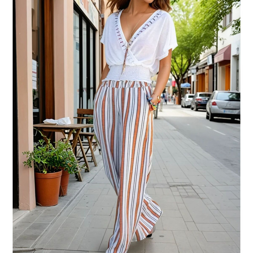 Pasaklı Giyim Kadın Beli Lastikli Pantolon 3258200 Kiremit