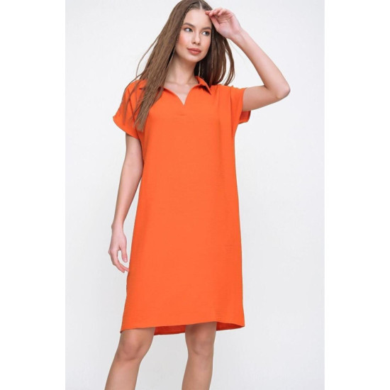 Pasaklı Giyim Kadın Polo Yaka Elbise Turuncu