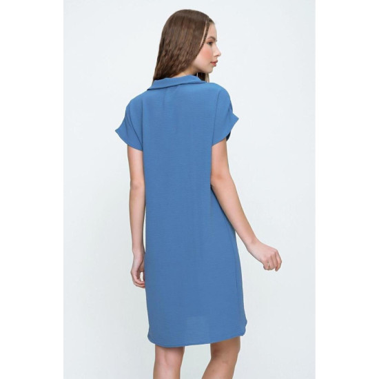 Pasaklı Giyim Kadın Polo Yaka Elbise Mavi