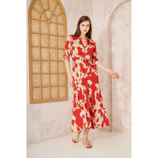 Pasaklı Giyim Kadın %100 Viskon Elbise Kırmızı