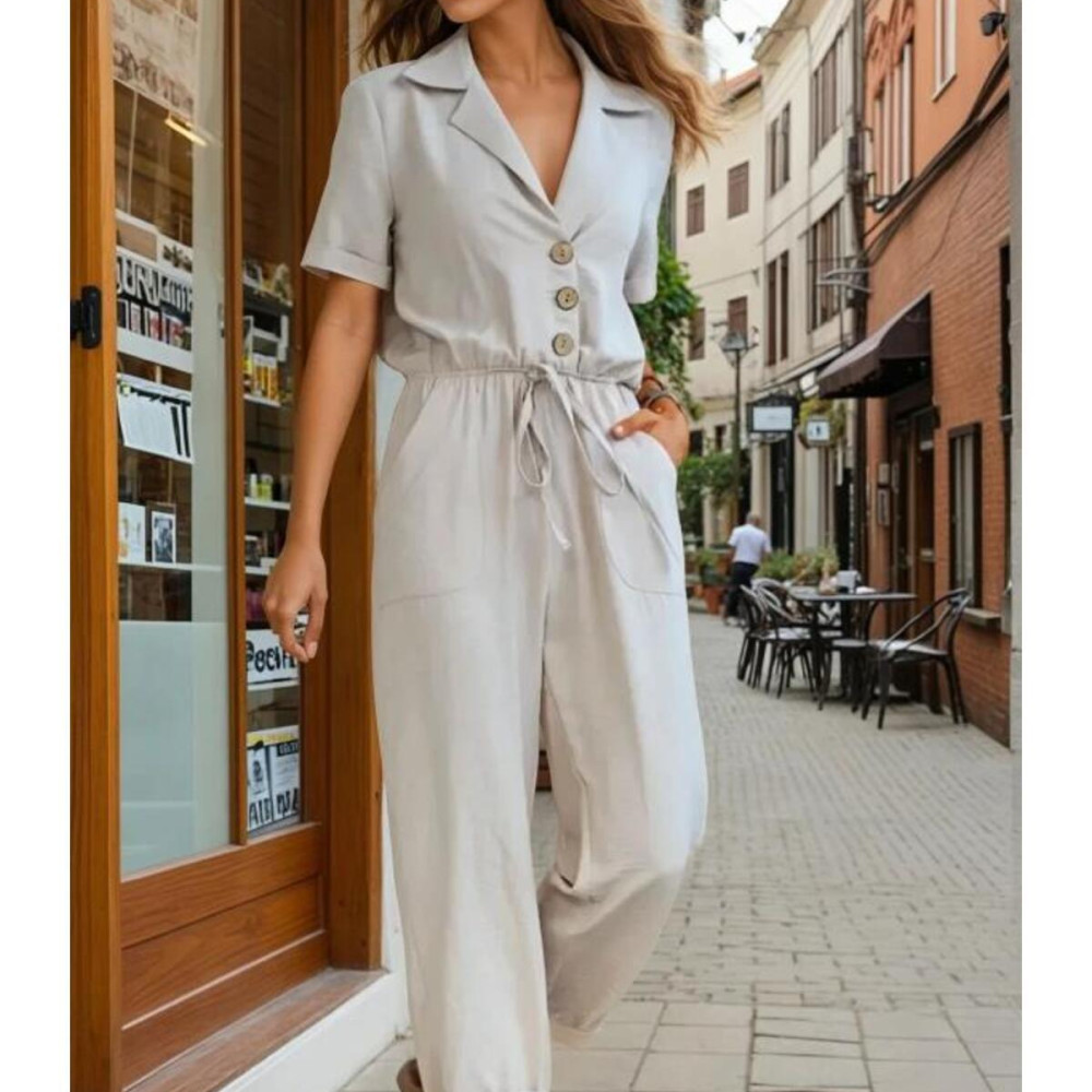 Pasaklı Giyim Kadın Beli Büzgülü Tulum 2622462 Bej