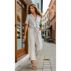 Pasaklı Giyim Kadın Beli Büzgülü Tulum 2622462 Bej