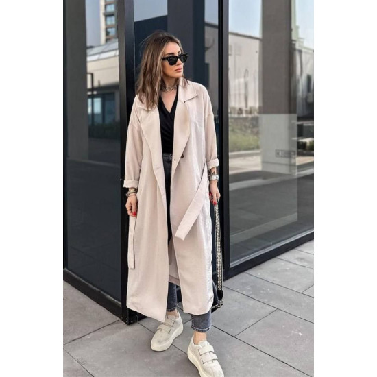 Pasaklı Giyim Kadın Ekstra Oversize Trençkot Taş