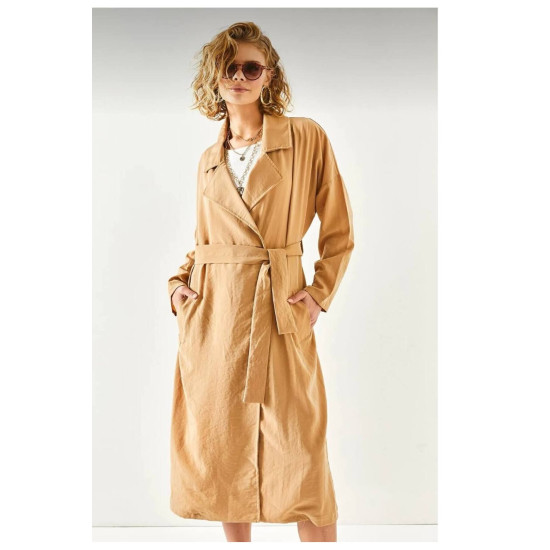 Pasaklı Giyim Kadın Ekstra Oversize Trençkot Taba