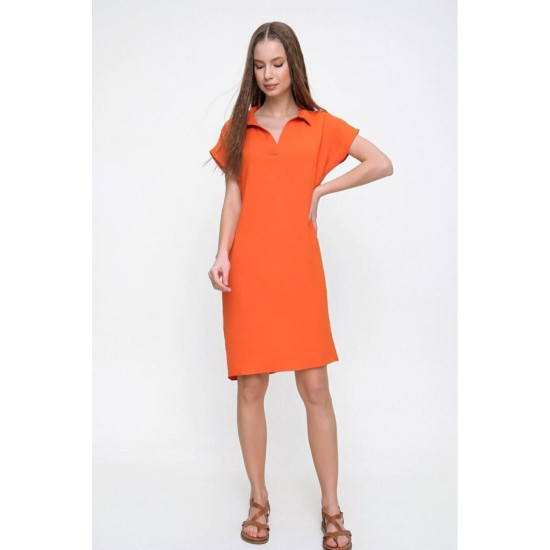 Pasaklı Giyim Kadın Polo Yaka Elbise Turuncu