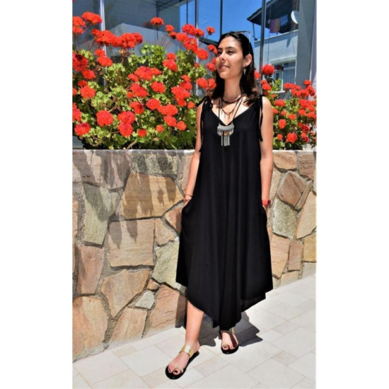 Pasaklı Giyim Kadın Viskon Pantolon Etek Tulum Siyah