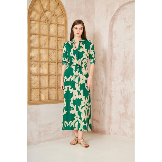 Pasaklı Giyim Kadın %100 Viskon Elbise Yeşil