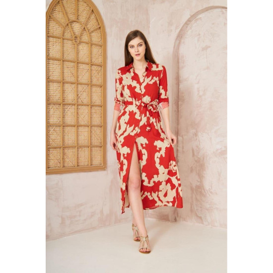 Pasaklı Giyim Kadın %100 Viskon Elbise Kırmızı