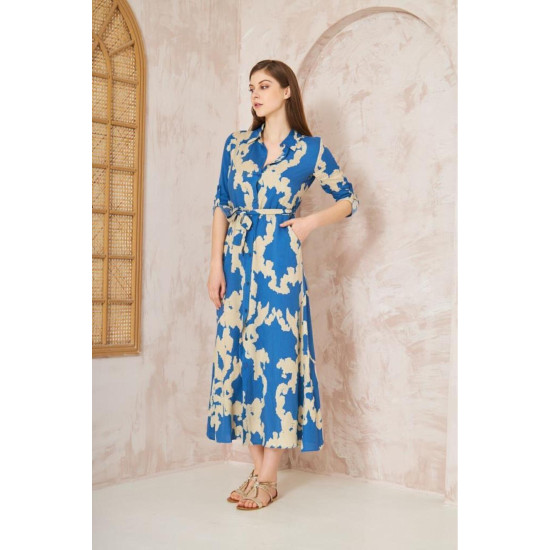 Pasaklı Giyim Kadın %100 Viskon Elbise İndigo