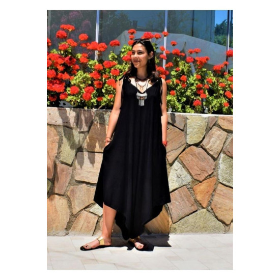 Pasaklı Giyim Kadın Viskon Pantolon Etek Tulum Siyah