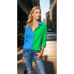 Pasaklı Giyim Kadın Müslin %100 Pamuk Salaş Gömlek 3458275 Mavi-Yeşil