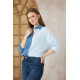Pasaklı Giyim Kadın Müslin %100 Pamuk Salaş Gömlek Mavi-Beyaz