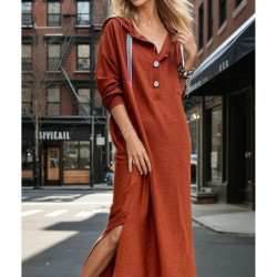 Pasaklı Giyim Kadın Sırtı Baskılı Kapüşonlu Elbise 3225550 Kiremit