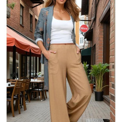 Pasaklı Giyim Kadın Keten Dokulu Pantolon 2933330 Bej