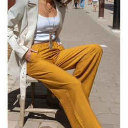 Pasaklı Giyim Kadın Keten Dokulu Pantolon 2933330 Hardal