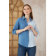 Pasaklı Giyim Kadın Müslin %100 Pamuk Salaş Gömlek Mavi-Beyaz