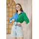 Pasaklı Giyim Kadın Müslin %100 Pamuk Salaş Gömlek Mavi-Yeşil