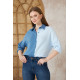Pasaklı Giyim Kadın Müslin %100 Pamuk Salaş Gömlek Mavi-Beyaz