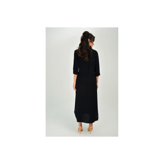 Pasaklı Giyim Kadın %100 Viskon Tam Boy Gömlek Elbise -1490363 Siyah