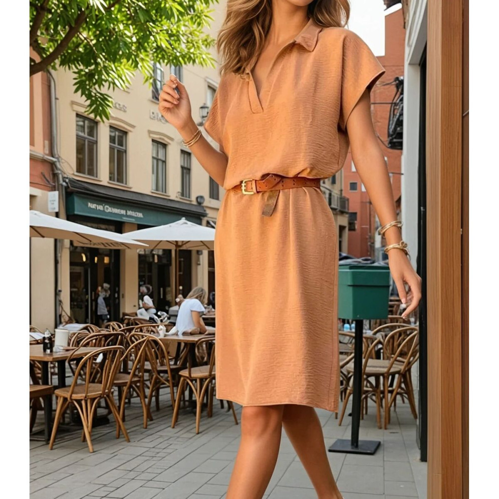 Pasaklı Giyim Kadın Polo Yaka Elbise 2883310 Taba