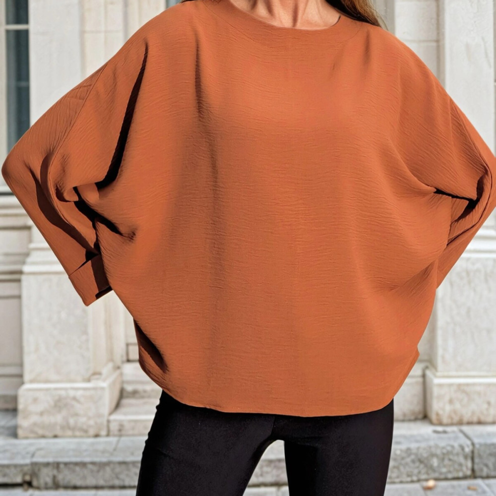 Pasaklı Giyim Kadın Yarasa Duble Kol Ekstra Oversize Bluz 2943308 Taba