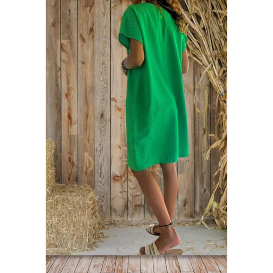 Pasaklı Giyim Kadın Özel Doku Giy Çık Midi Elbise Zümrüt