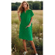 Pasaklı Giyim Kadın Özel Doku Giy Çık Midi Elbise Zümrüt