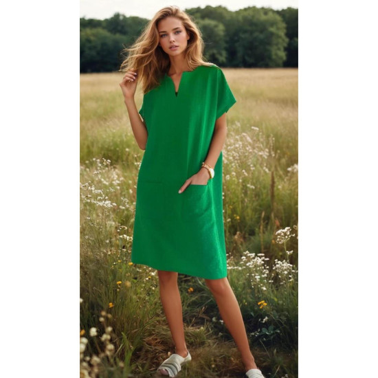 Pasaklı Giyim Kadın Özel Doku Giy Çık Midi Elbise Zümrüt