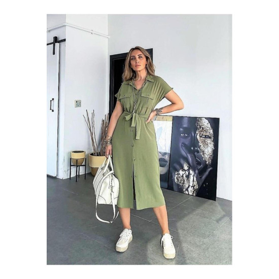 Pasaklı Giyim Kadın Safari Elbise Haki