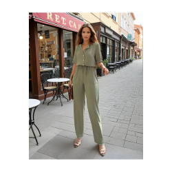 Pasaklı Giyim Kadın Beli Büzgülü Tulum 2622462 Haki