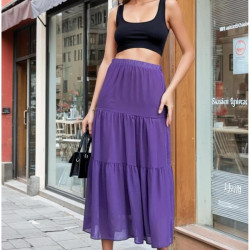Pasaklı Giyim Kadın İki Katlı Şifon Etek 3642220 Mor