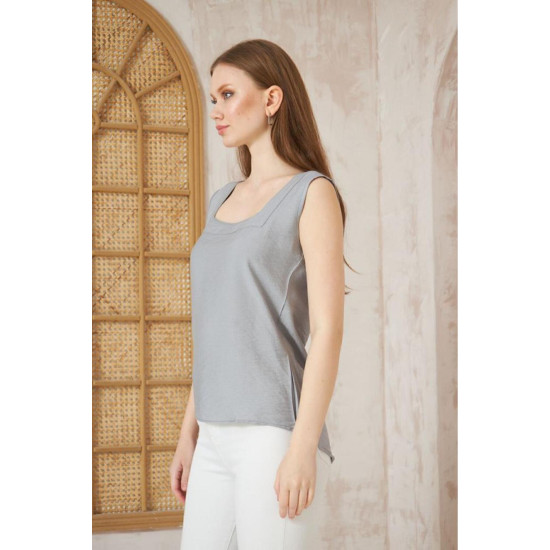 Pasaklı Giyim Kadın Kalın Askılı Bluz Gri