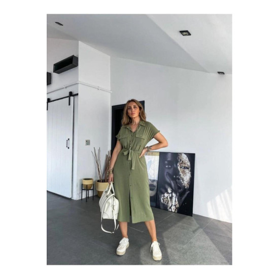 Pasaklı Giyim Kadın Safari Elbise Haki