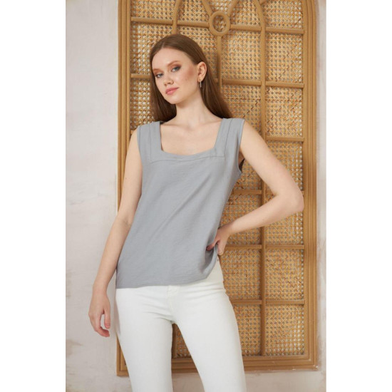 Pasaklı Giyim Kadın Kalın Askılı Bluz Gri