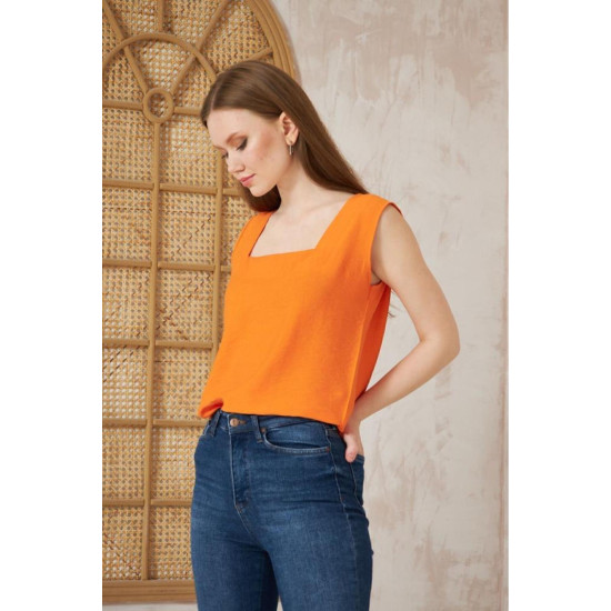 Pasaklı Giyim Kadın Kalın Askılı Bluz Turuncu