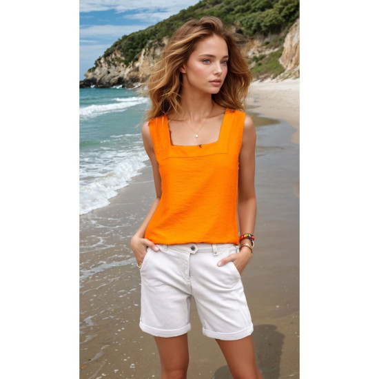 Pasaklı Giyim Kadın Kalın Askılı Bluz Turuncu