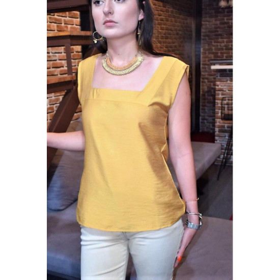 Pasaklı Giyim Kadın Kalın Askılı Bluz Hardal