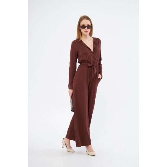 Pasaklı Giyim Kadın Viskon Tulum Kahverengi