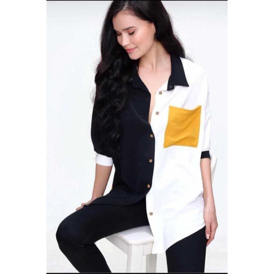 Pasaklı Giyim Kadın İki Renkli Gömlek Siyah-Sarı