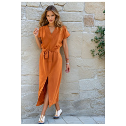 Pasaklı Giyim Kadın Yırtmaçlı Elbise 3221420 Kiremit