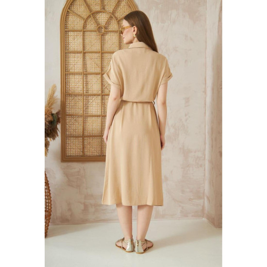 Pasaklı Giyim Kadın Safari Elbise Bej