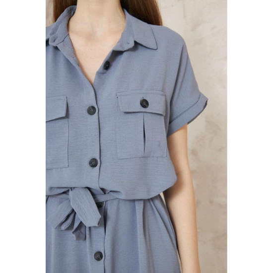 Pasaklı Giyim Kadın Safari Elbise Gri