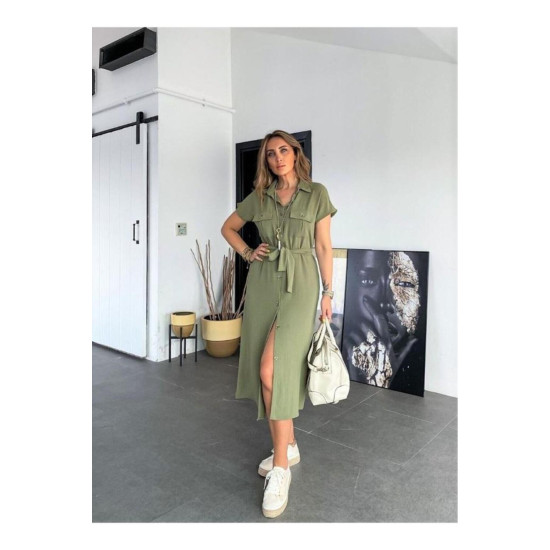 Pasaklı Giyim Kadın Safari Elbise Haki