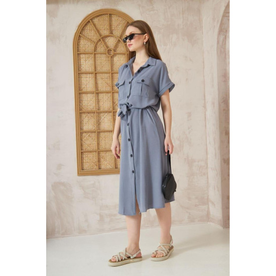 Pasaklı Giyim Kadın Safari Elbise Gri