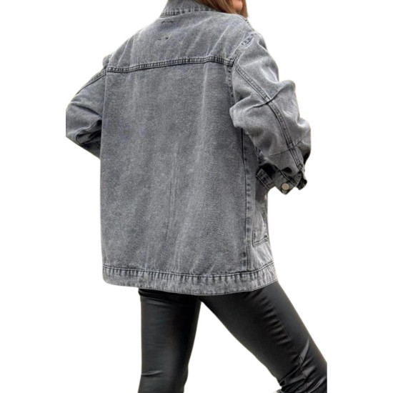 Pasaklı Giyim Oversize Kot Ceket Gri