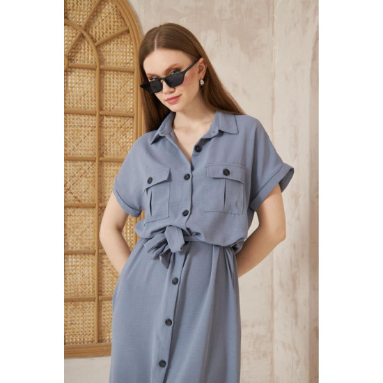 Pasaklı Giyim Kadın Safari Elbise Gri