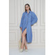 Pasaklı Giyim Kadın Oversize Yarasa Kol Tesettüre Uygun Gömlek Elbise-Tesettür Tunik Mavi