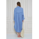 Pasaklı Giyim Kadın Oversize Yarasa Kol Tesettüre Uygun Gömlek Elbise-Tesettür Tunik Mavi